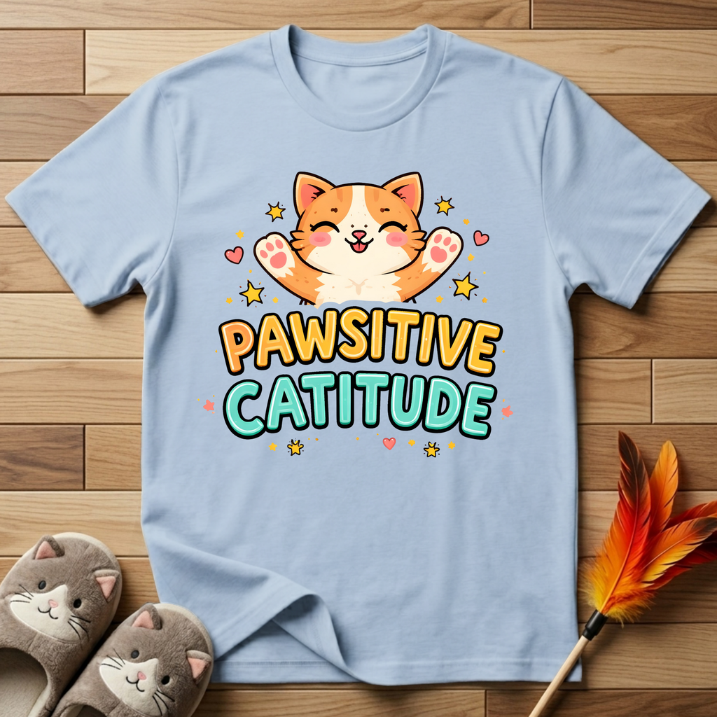 Pawsitive Catitude (Outstretched Arms) T-Shirt