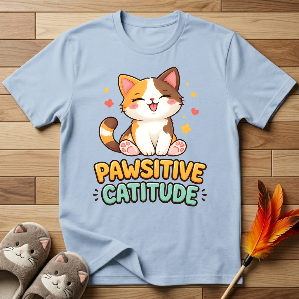 Pawsitive Catitude (Sitting Cat) T-Shirt