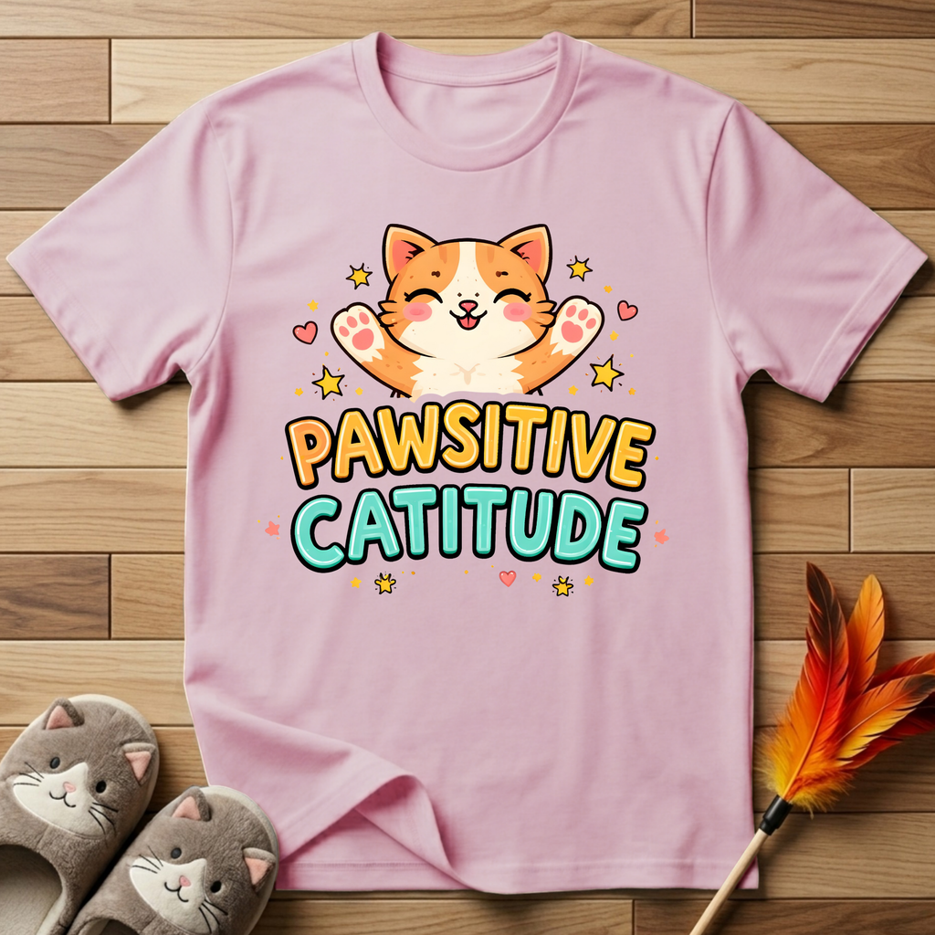 Pawsitive Catitude (Outstretched Arms) T-Shirt