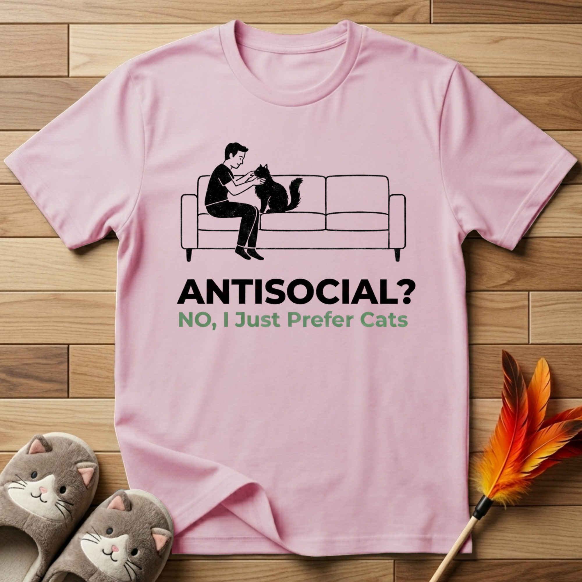 Antisocial? No I Just Prefer Cats (Male) T-Shirt