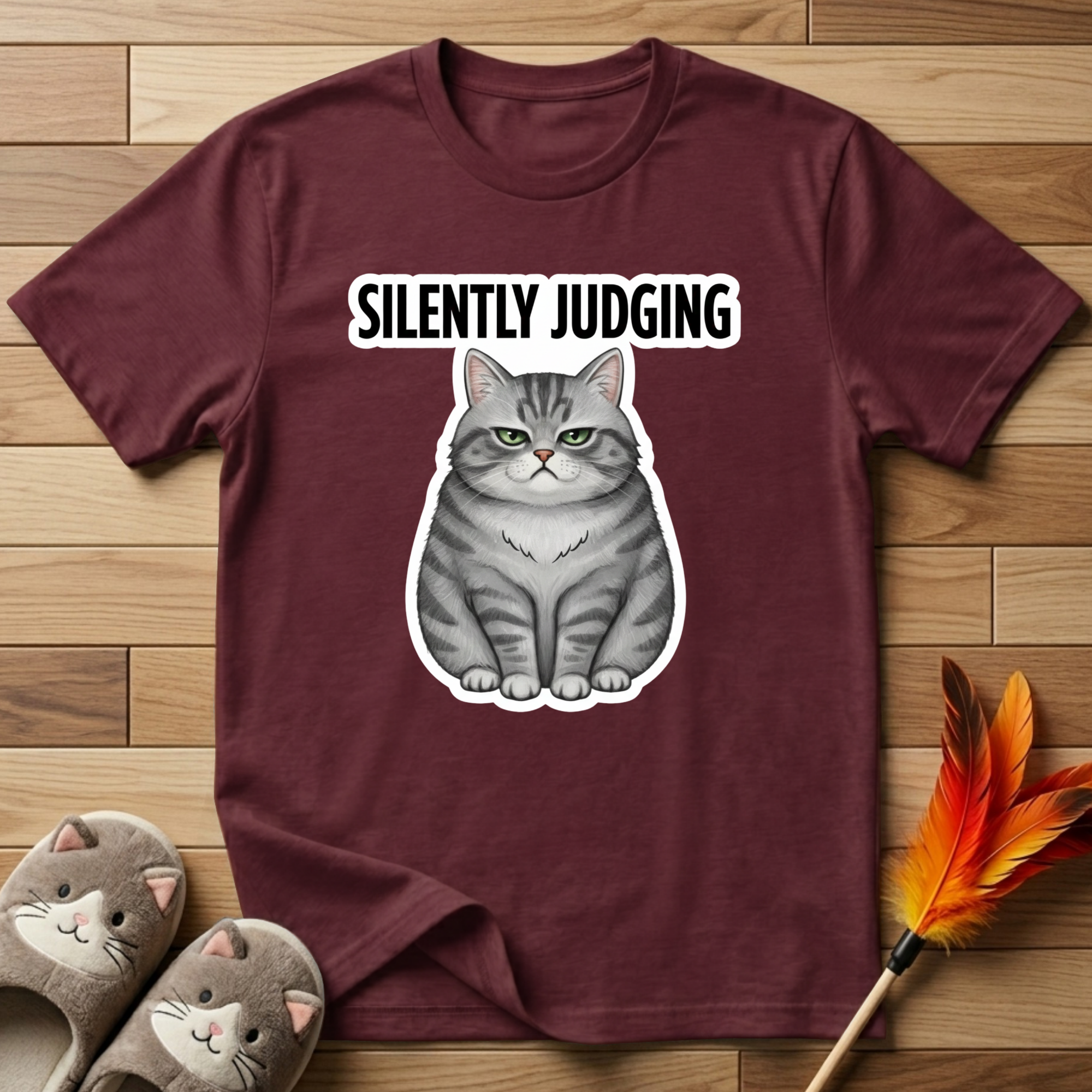 Silently Judging (Green Eyes Cat) T-Shirt