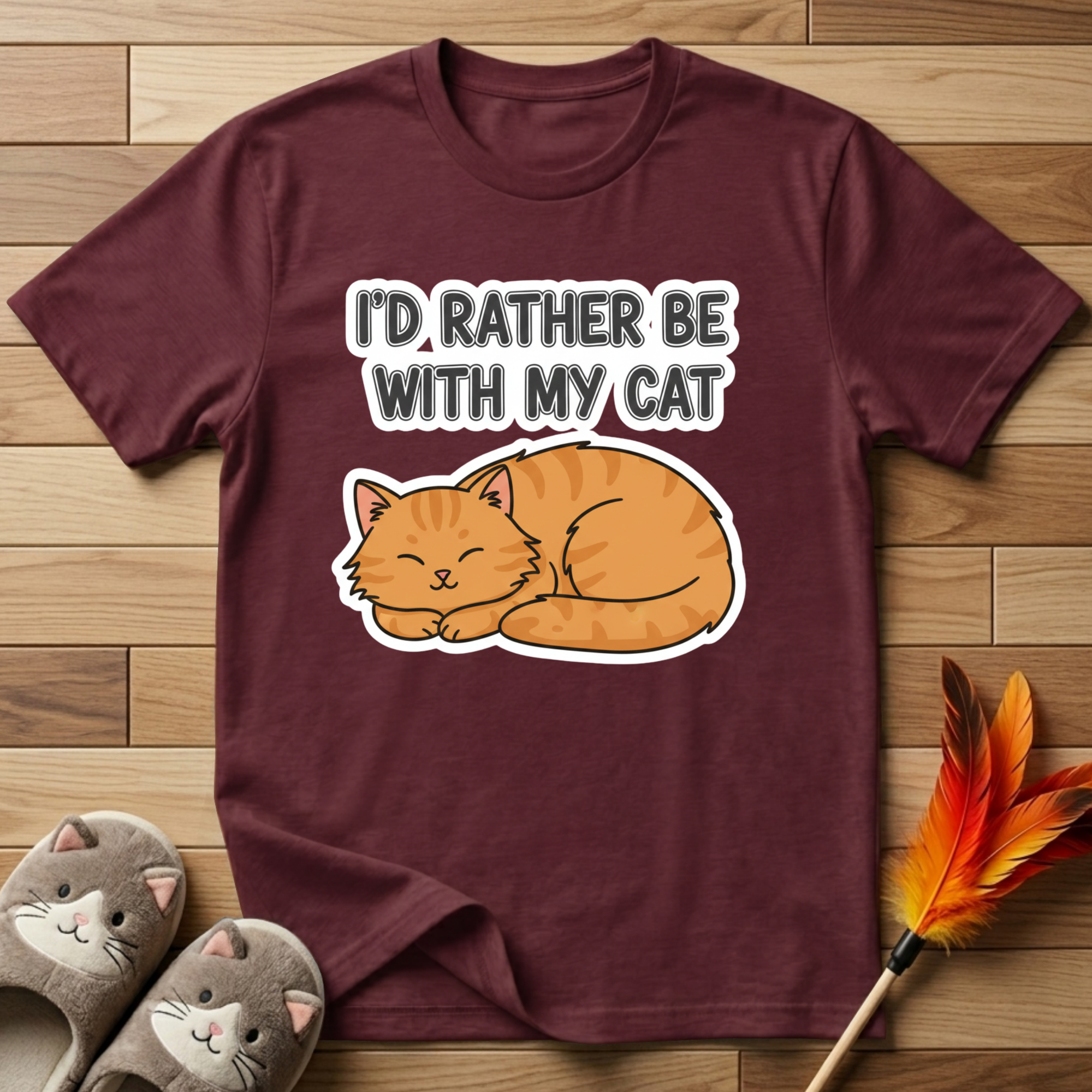 I'd Rather Be With My Cat (Orange Cat) T-Shirt
