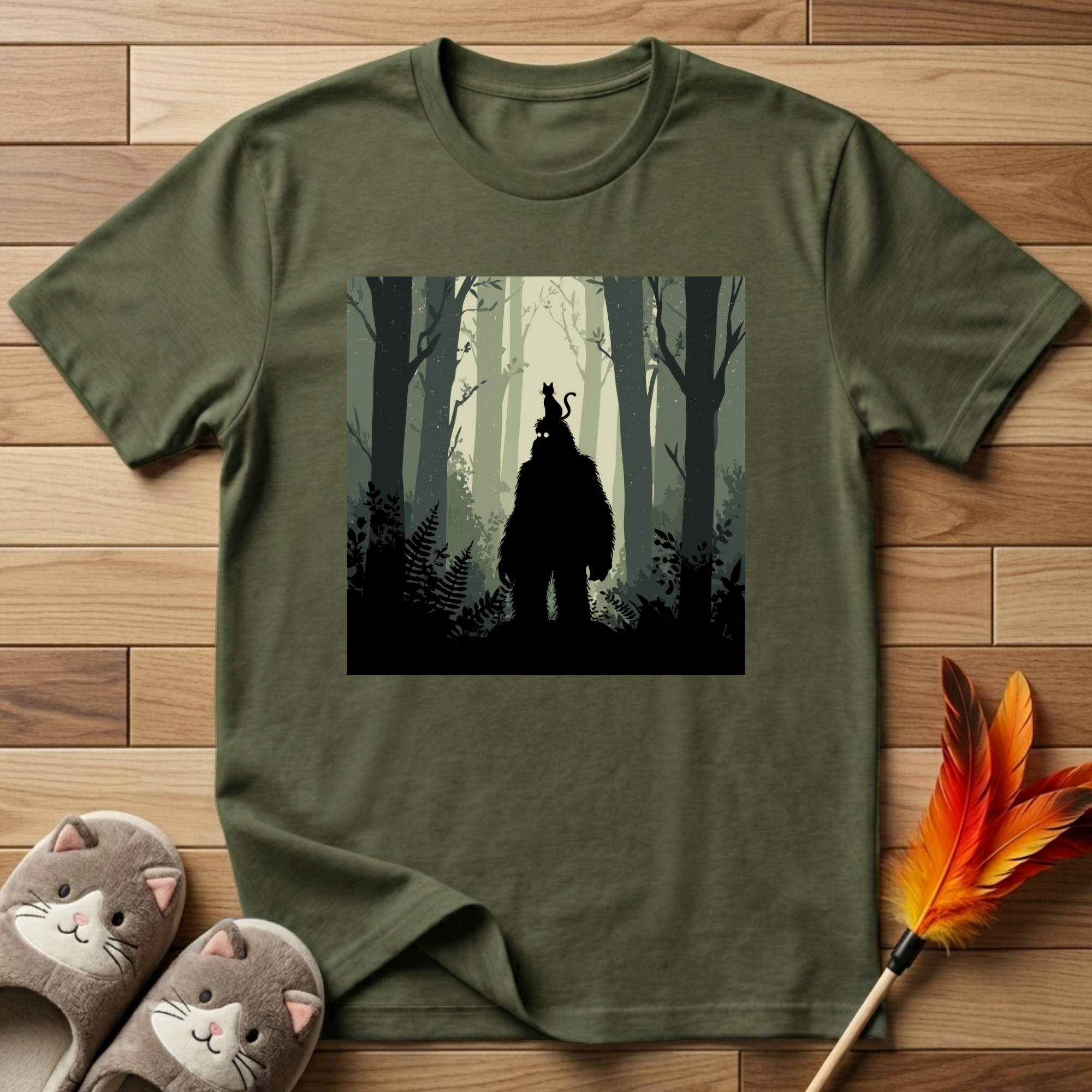 Bigfoot and Cat T-Shirt