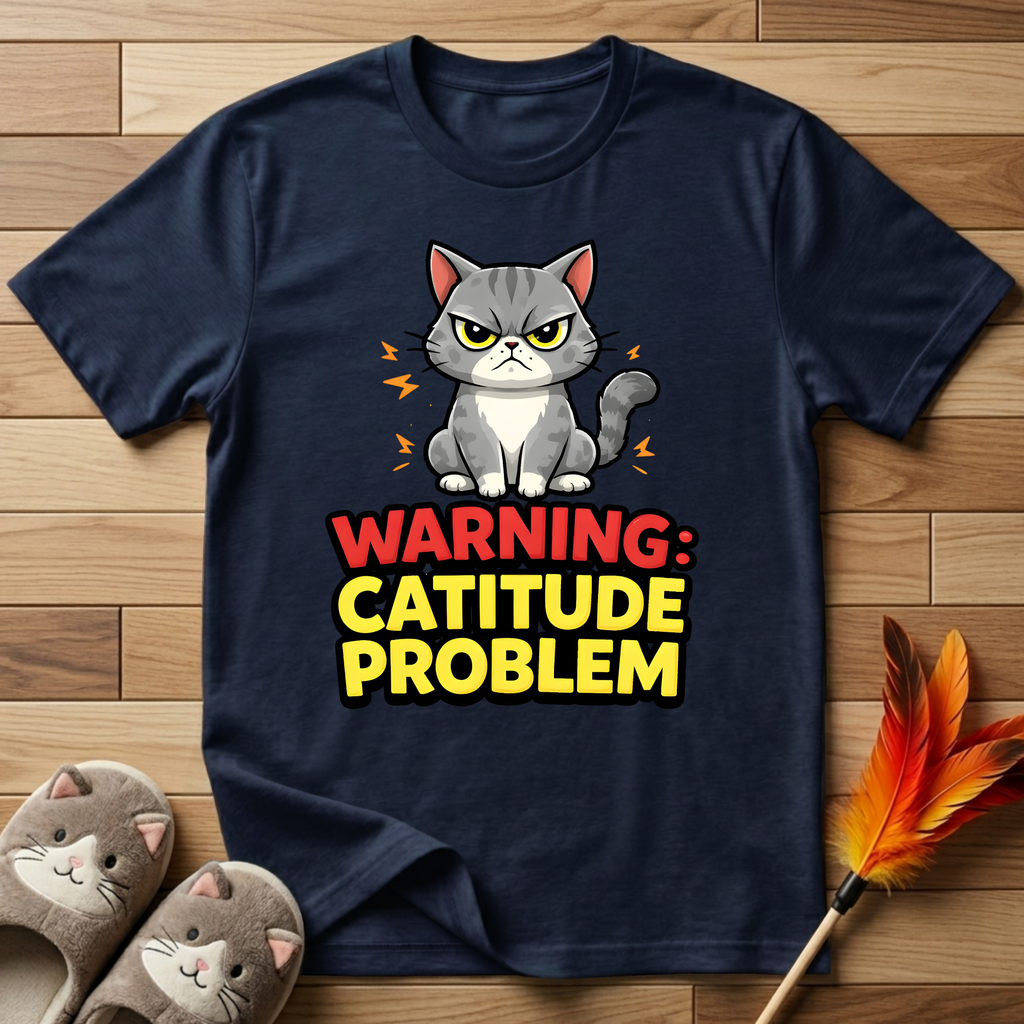 Warning Catitude Problem T-Shirt