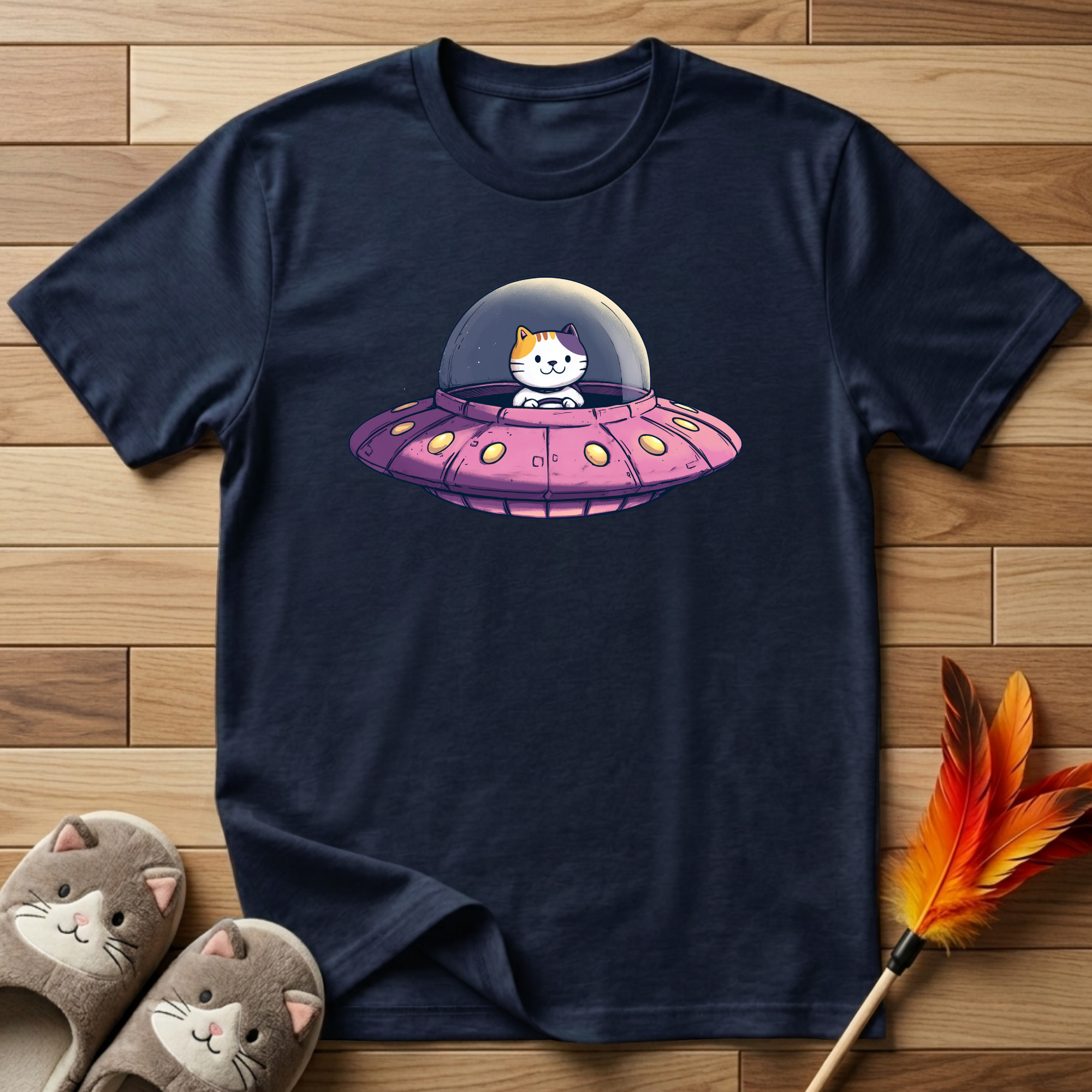 Cat in UFO T-Shirt