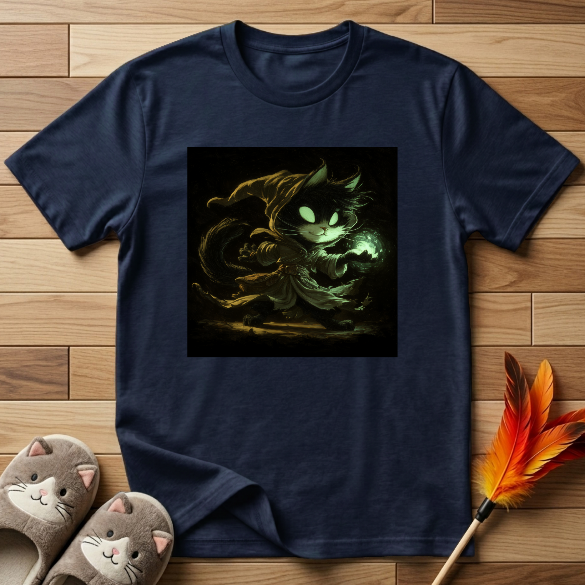 Mystic Cat with Green Fireball T-Shirt