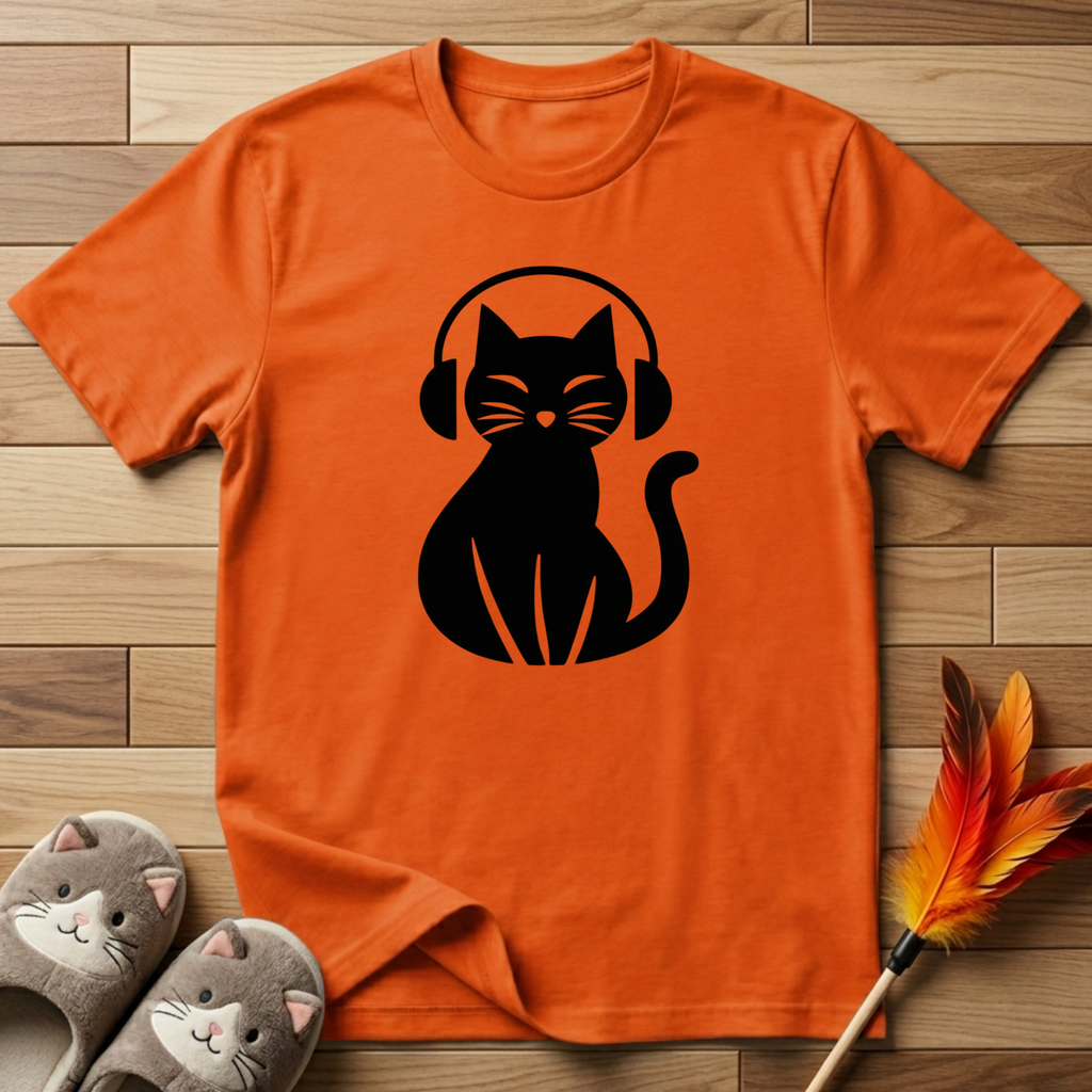Cat With Headphones T-Shirt