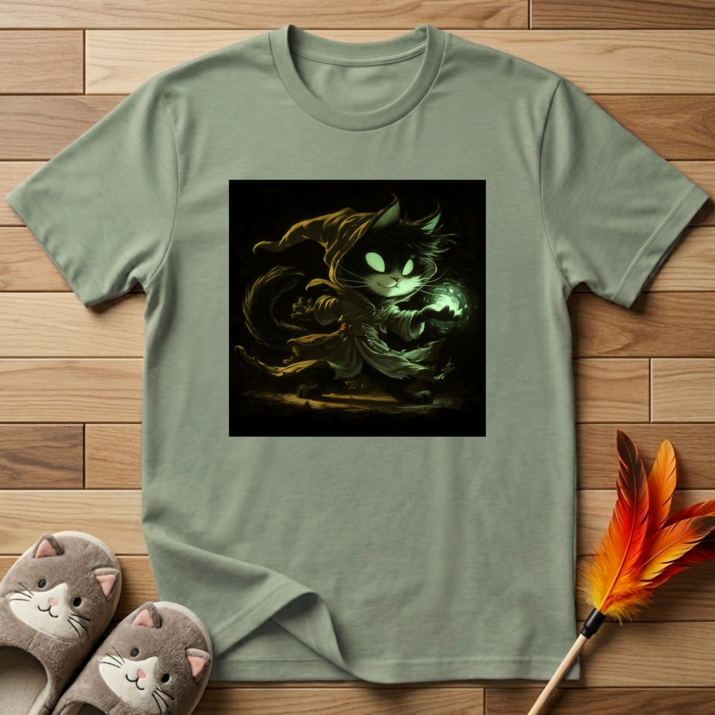 Mystic Cat with Green Fireball T-Shirt