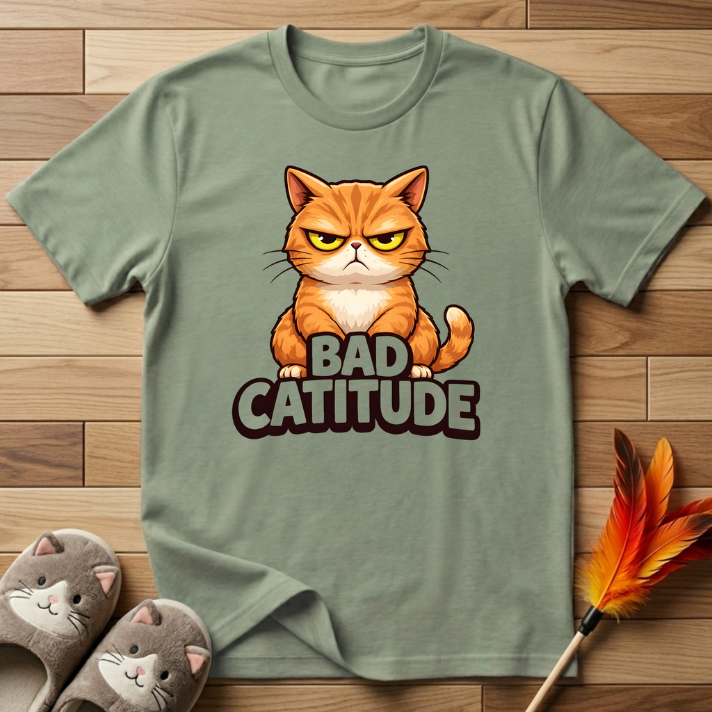 Bad Catitude (Transparent Text) T-Shirt