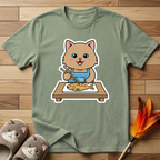 Brown Cat With Chopsticks T-Shirt