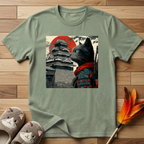 Cat in Front of Samurai Castle T-Shirt