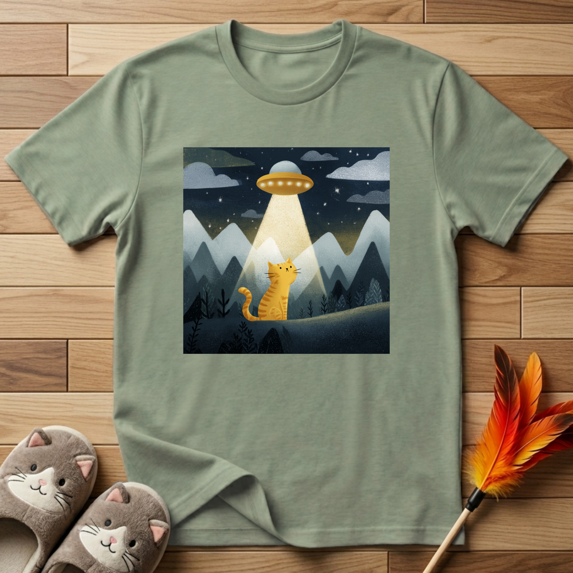 Cat Under UFO T-Shirt