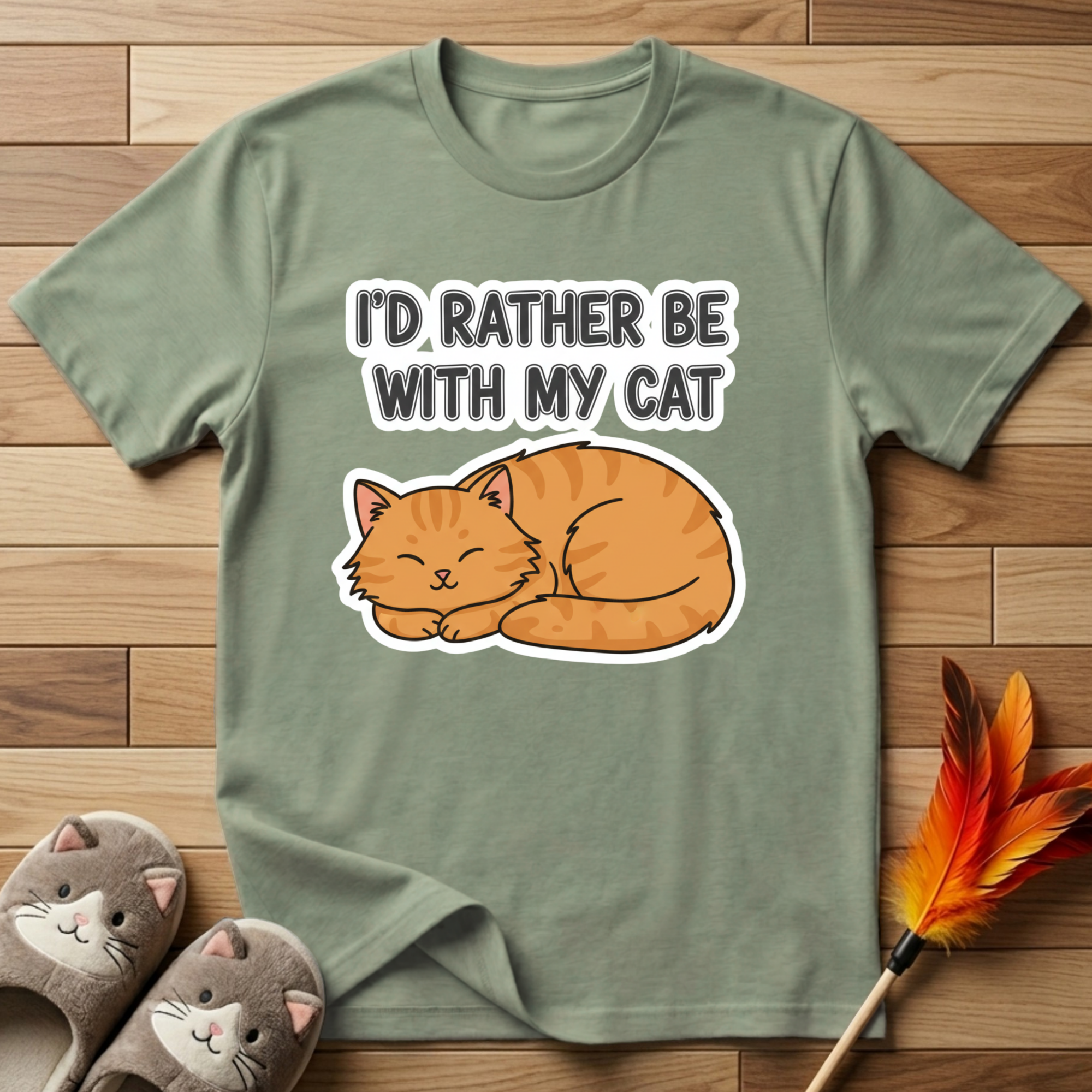 I'd Rather Be With My Cat (Orange Cat) T-Shirt