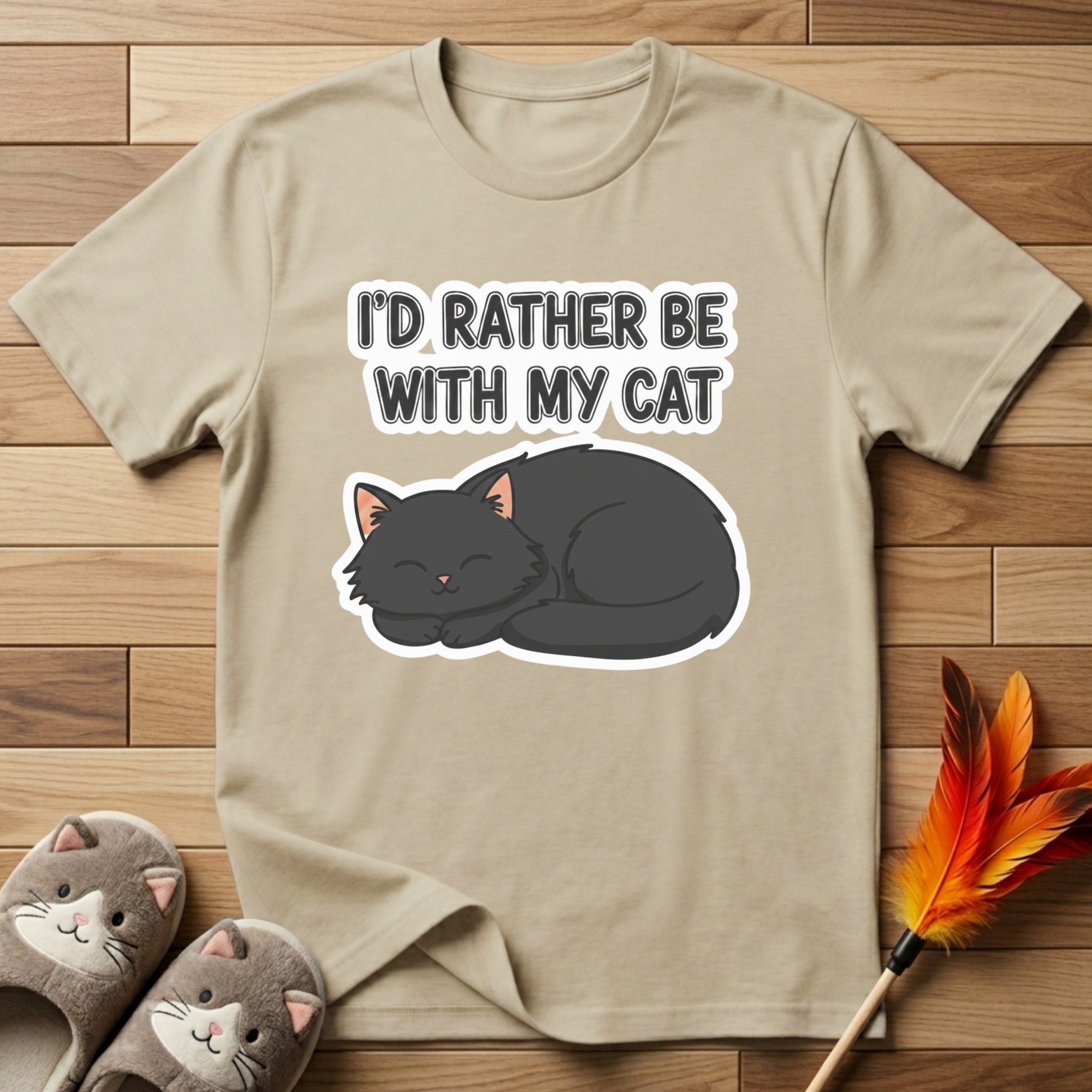 I'd Rather Be With My Cat (Gray Cat) T-Shirt