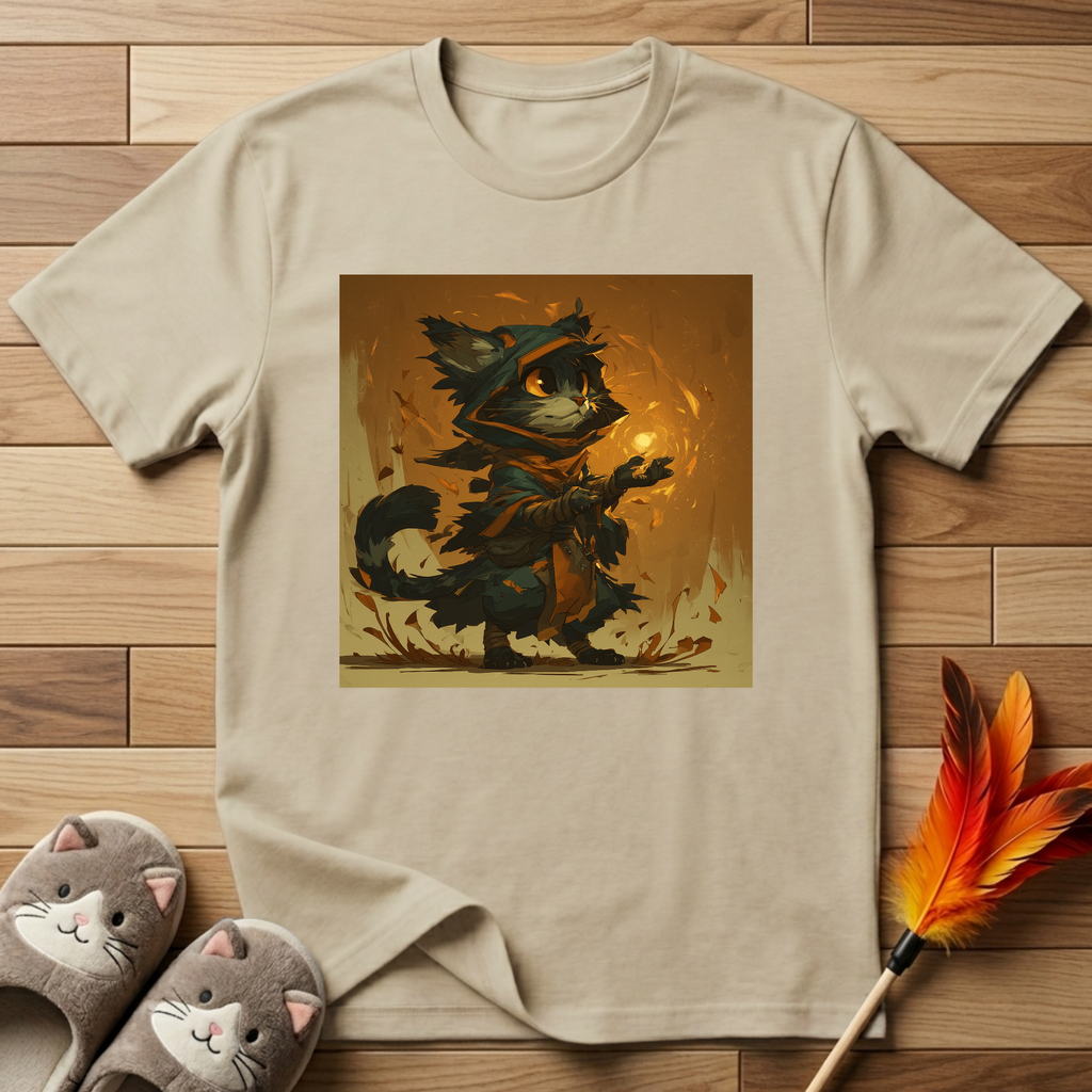 Mystic Cat with Orange Fireball T-Shirt