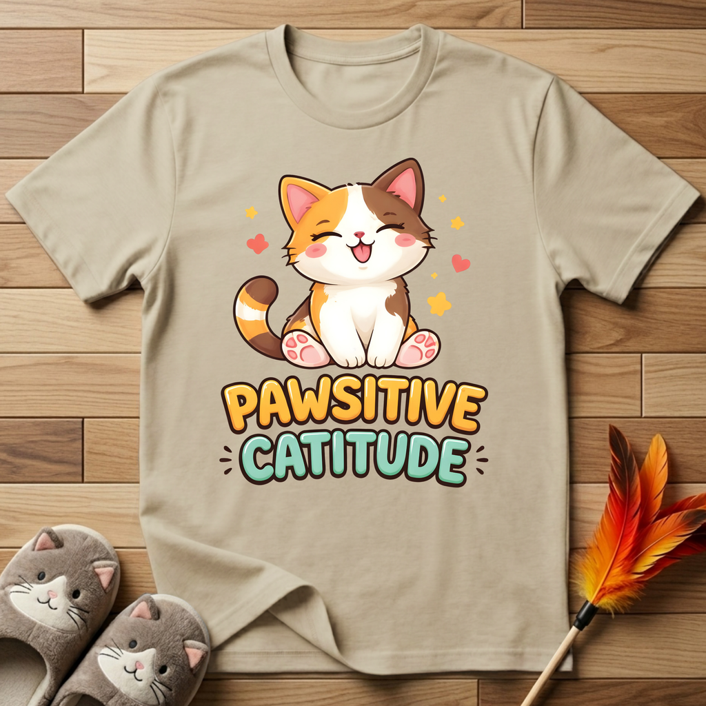 Pawsitive Catitude (Sitting Cat) T-Shirt