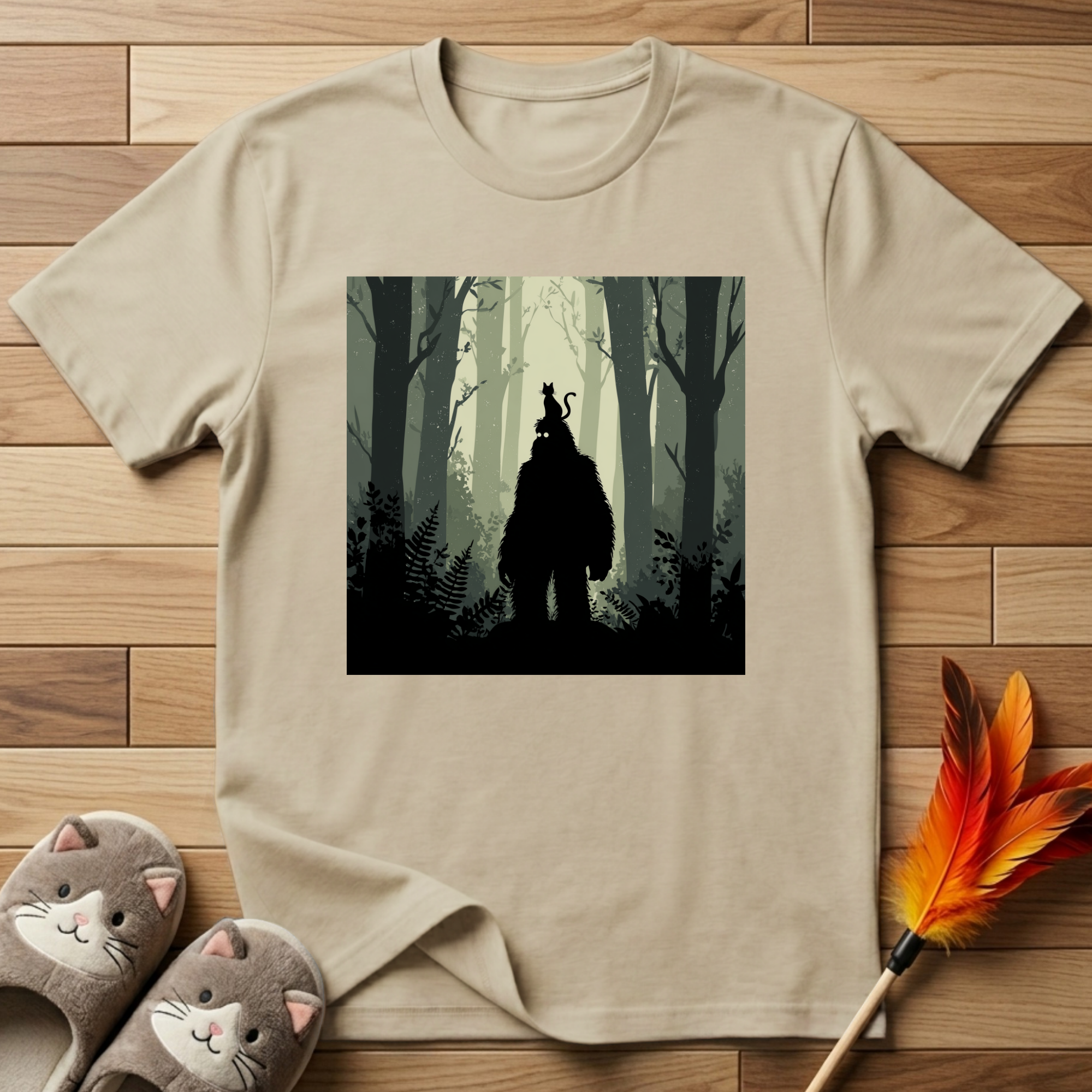 Bigfoot and Cat T-Shirt