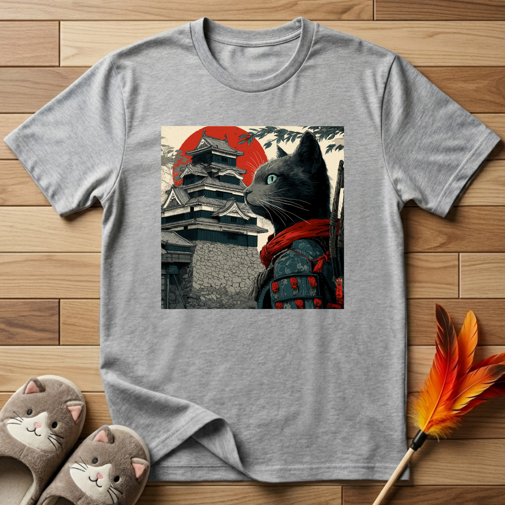 Cat in Front of Samurai Castle T-Shirt