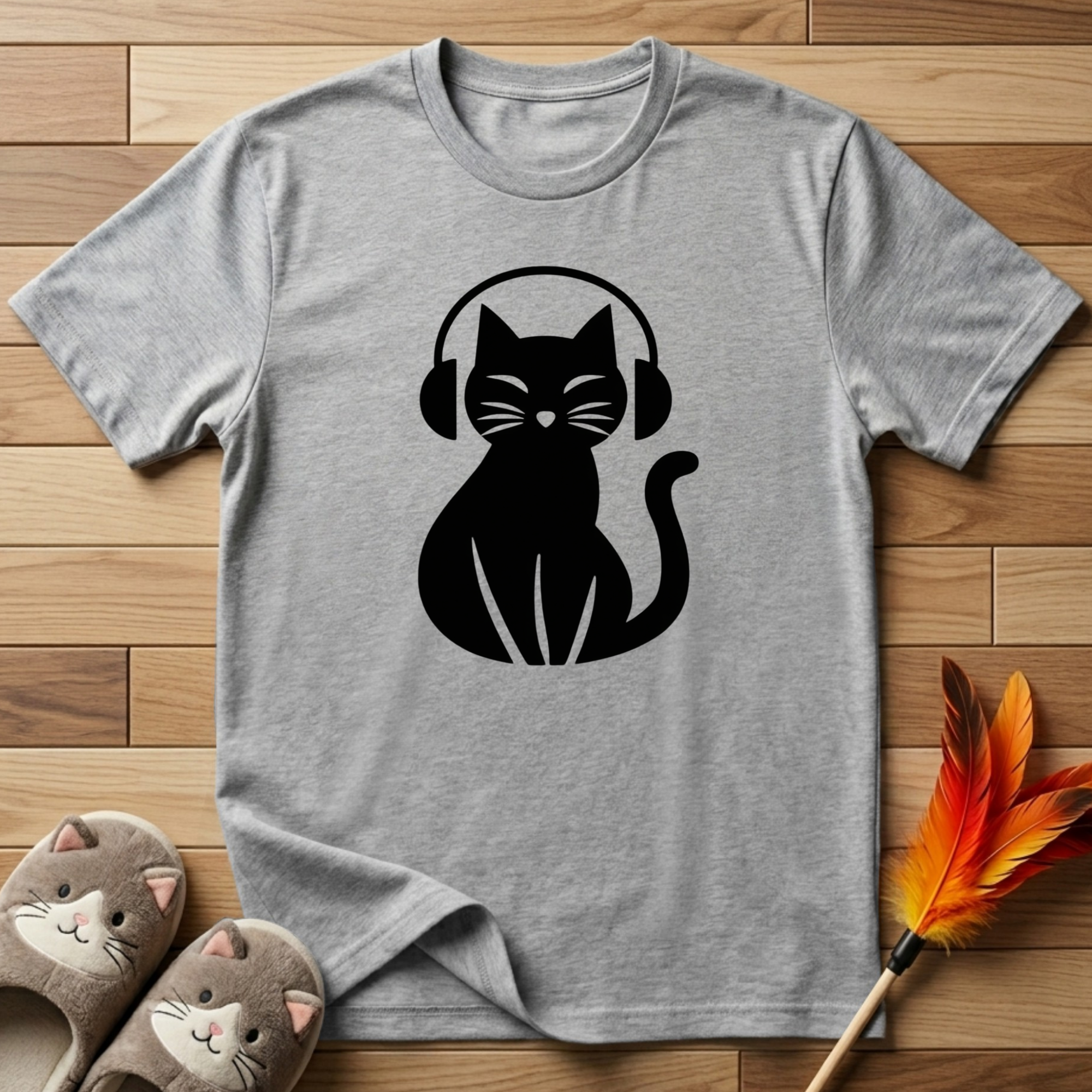 Cat With Headphones T-Shirt
