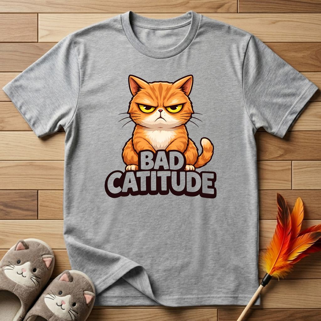 Bad Catitude (Transparent Text) T-Shirt