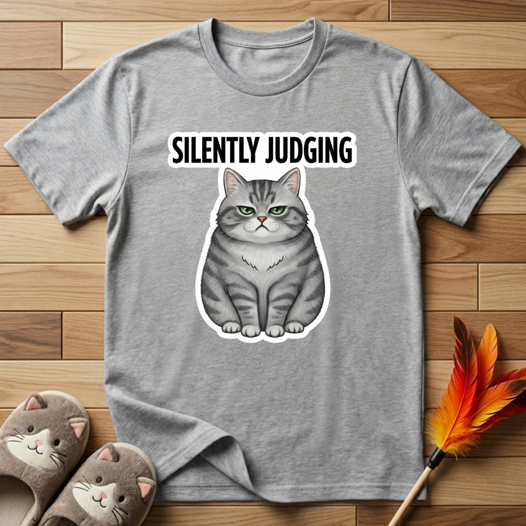 Silently Judging (Green Eyes Cat) T-Shirt