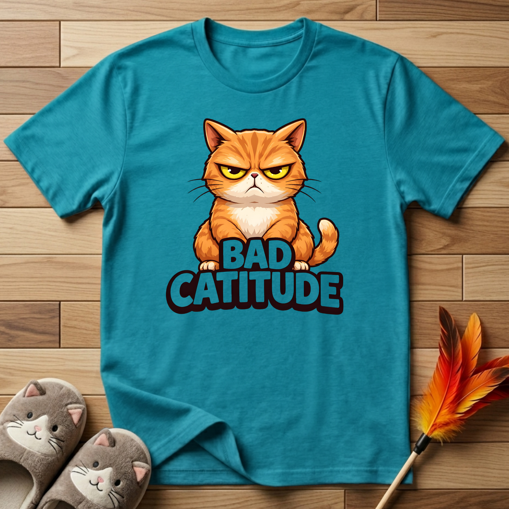 Bad Catitude (Transparent Text) T-Shirt