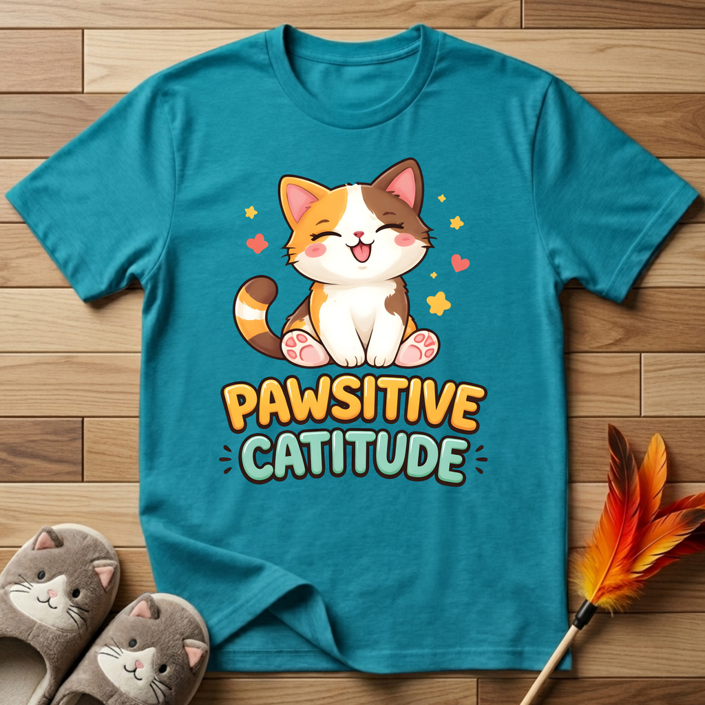 Pawsitive Catitude (Sitting Cat) T-Shirt