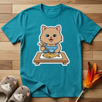 Brown Cat With Chopsticks T-Shirt