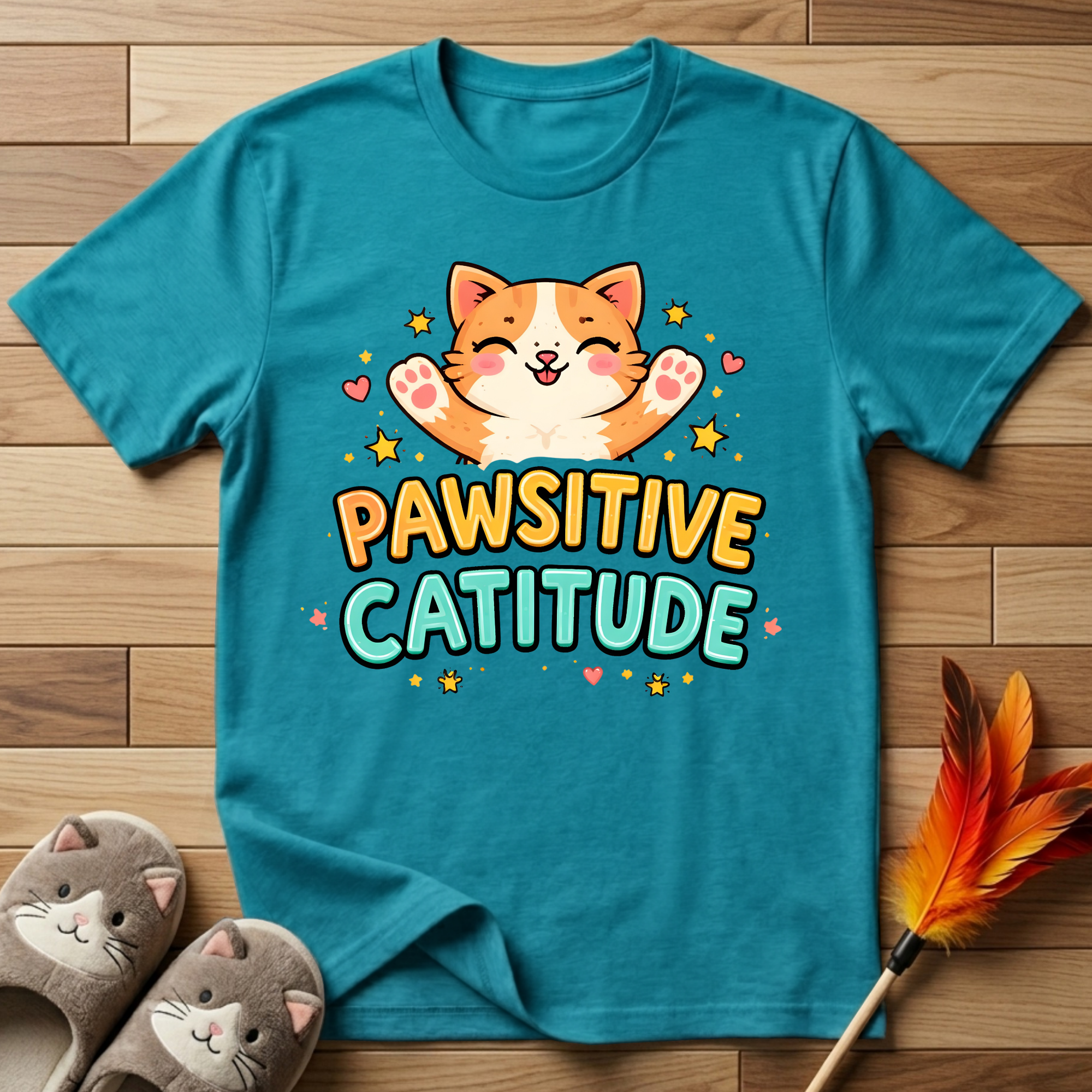 Pawsitive Catitude (Outstretched Arms) T-Shirt