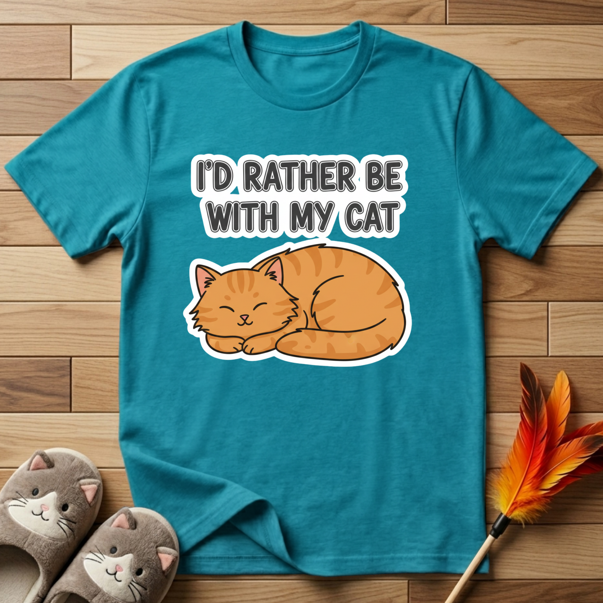 I'd Rather Be With My Cat (Orange Cat) T-Shirt