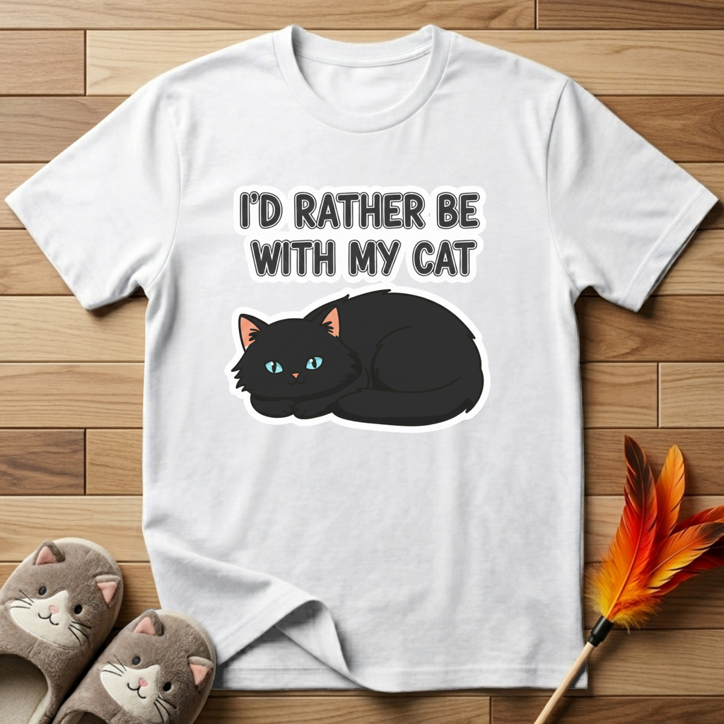 I'd Rather Be With My Cat (Black Cat) T-Shirt