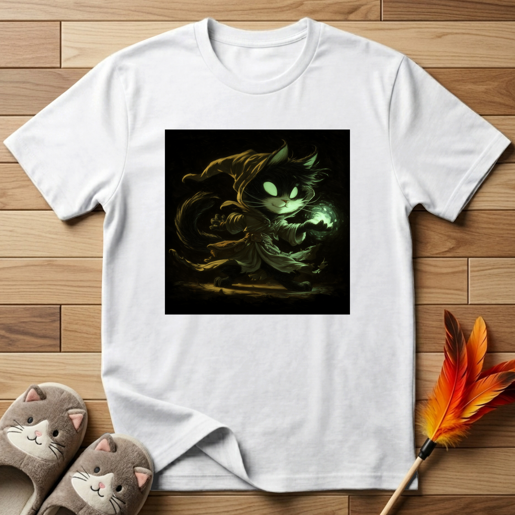 Mystic Cat with Green Fireball T-Shirt