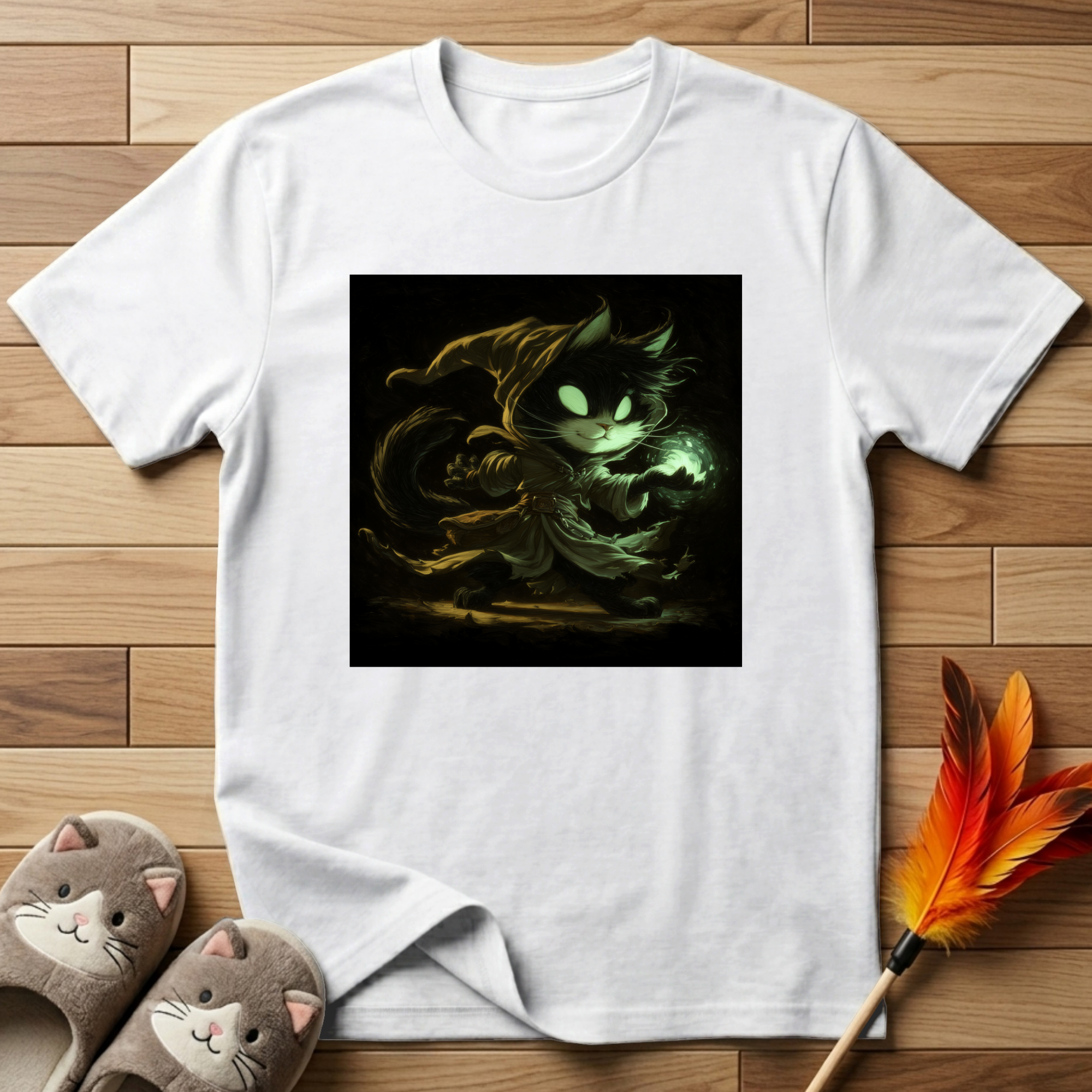Mystic Cat with Green Fireball T-Shirt