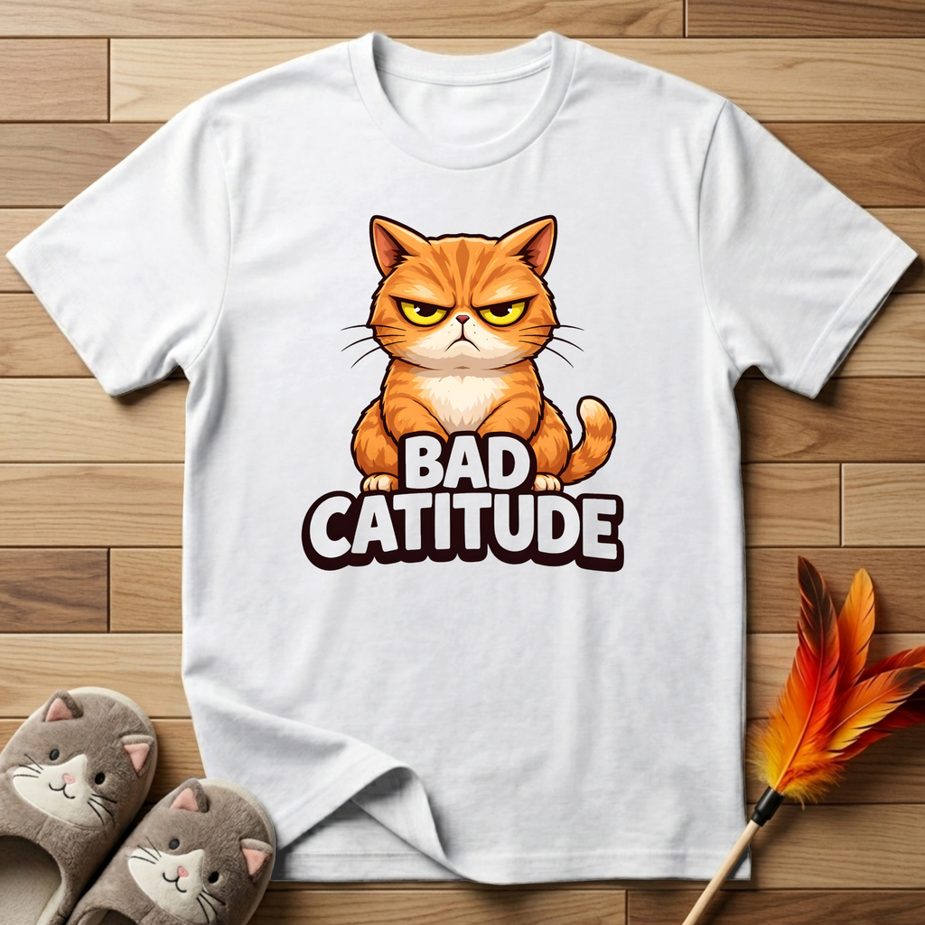 Bad Catitude (Transparent Text) T-Shirt
