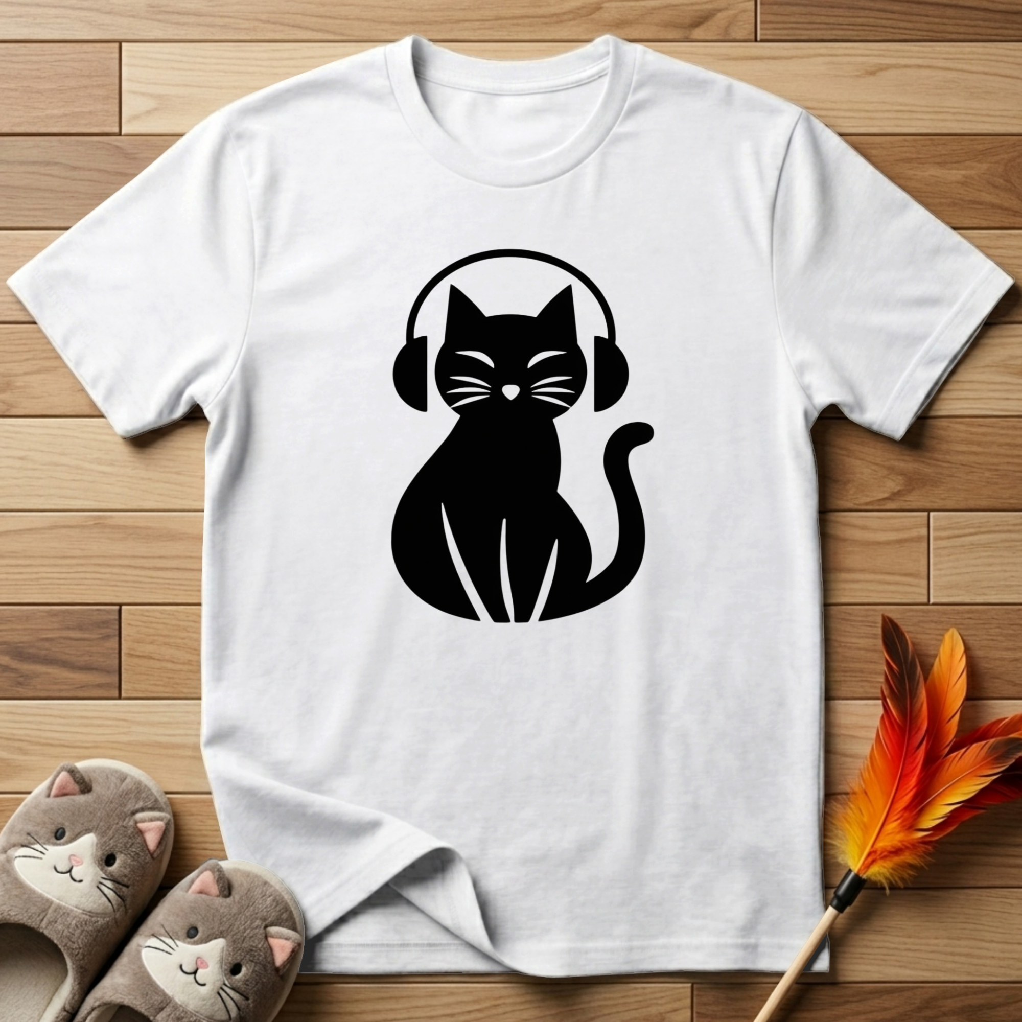 Cat With Headphones T-Shirt