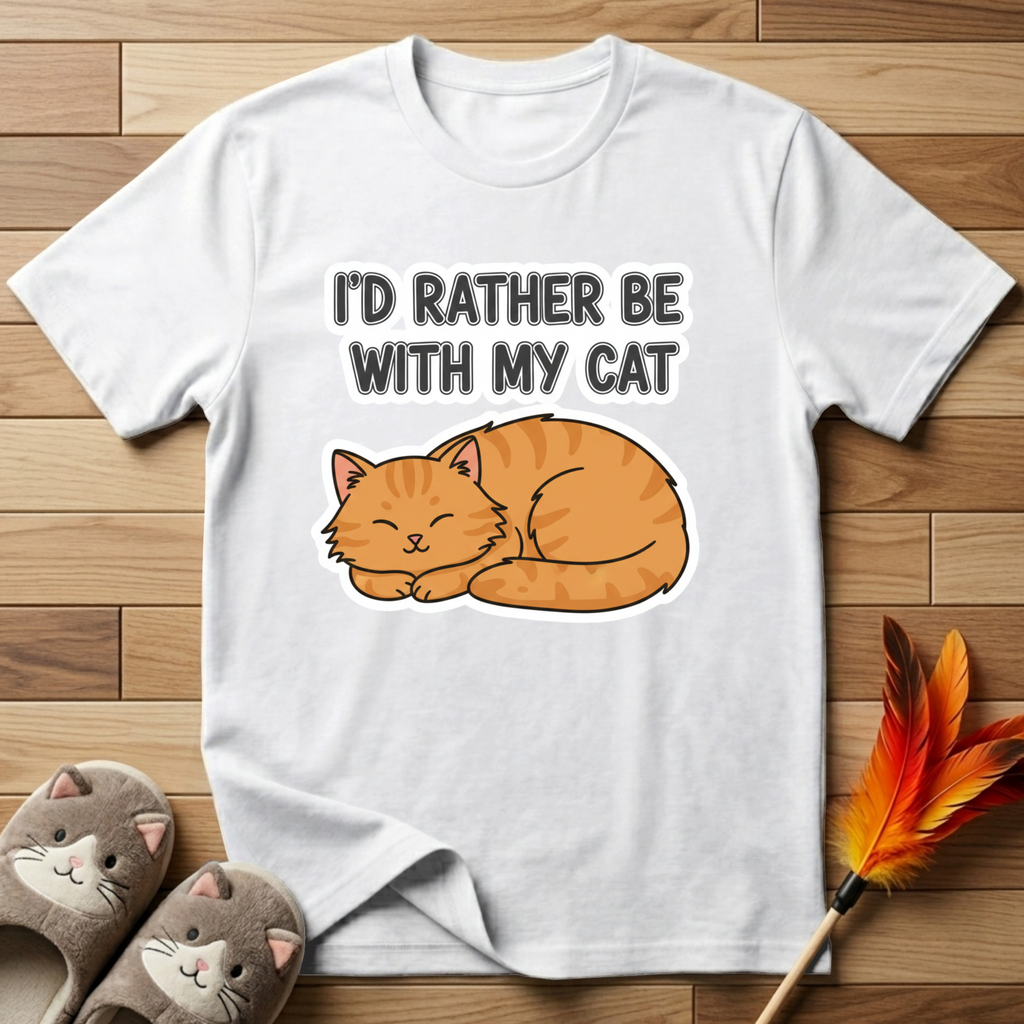 I'd Rather Be With My Cat (Orange Cat) T-Shirt