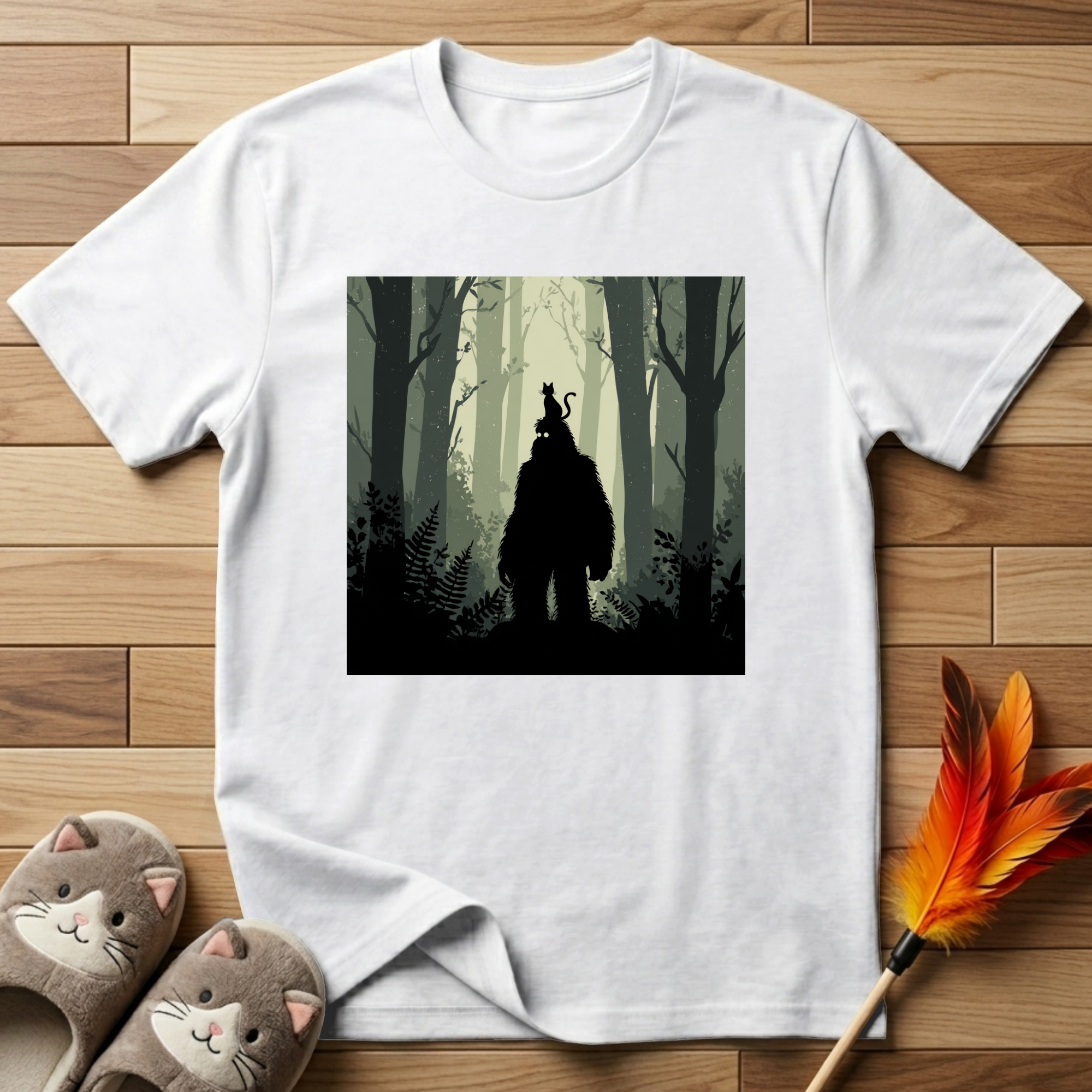 Bigfoot and Cat T-Shirt