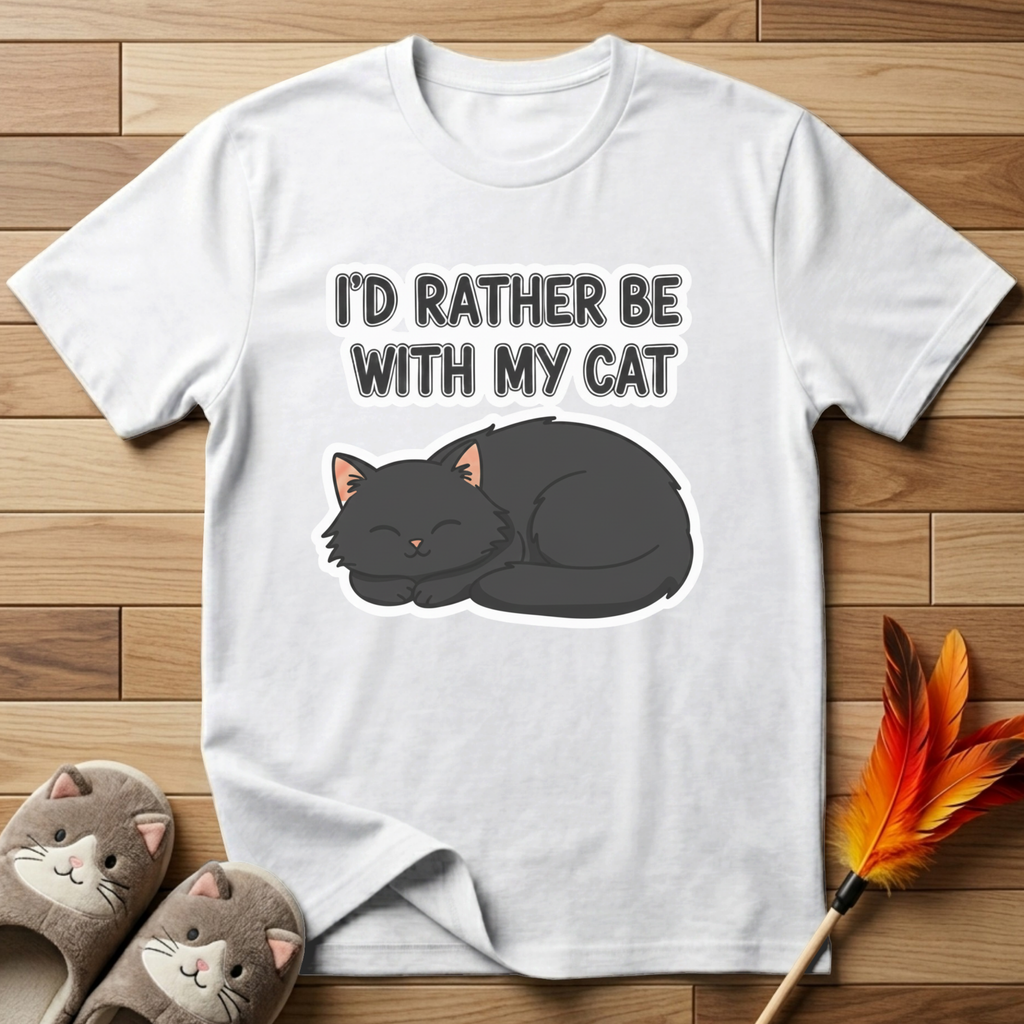 I'd Rather Be With My Cat (Gray Cat) T-Shirt