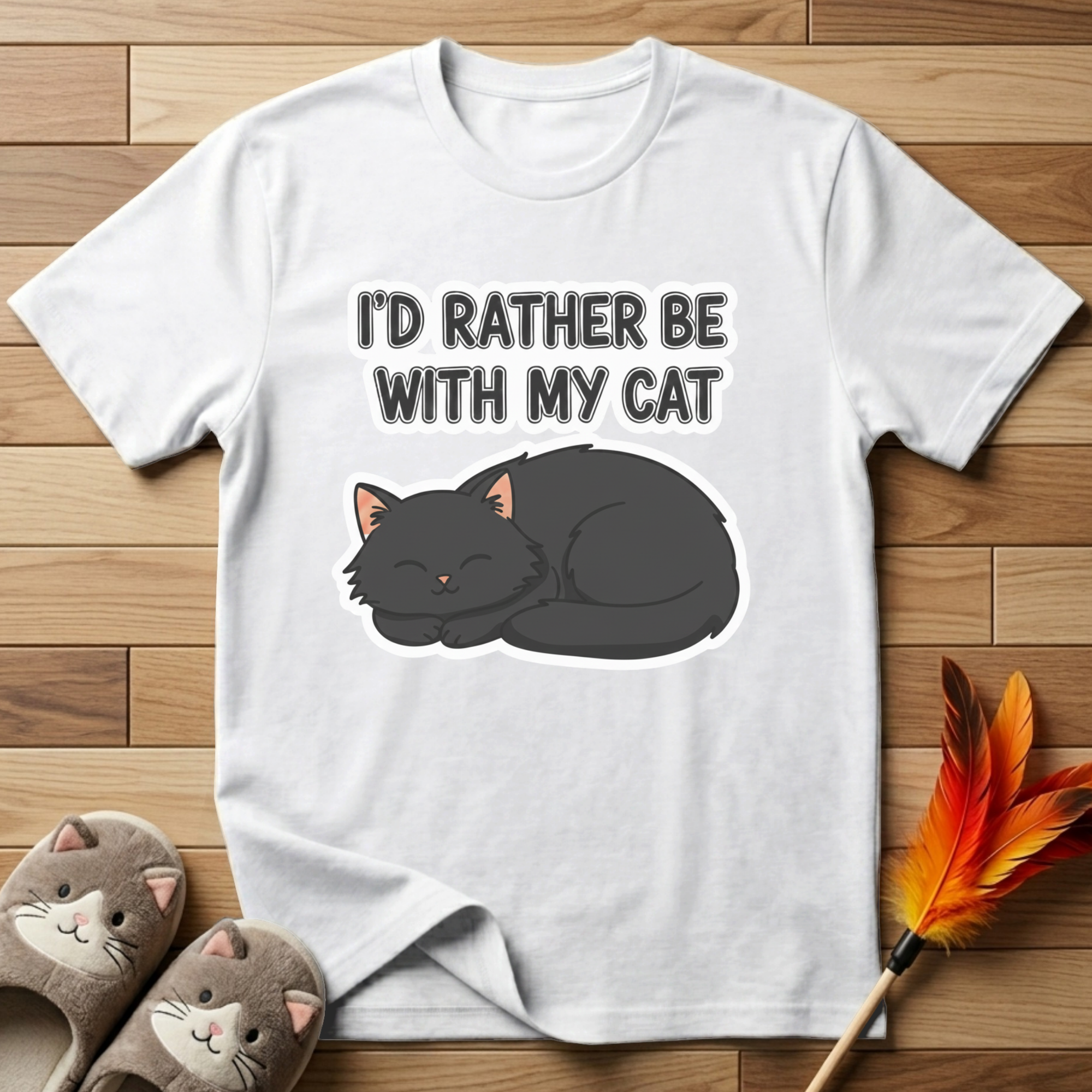 I'd Rather Be With My Cat (Gray Cat) T-Shirt